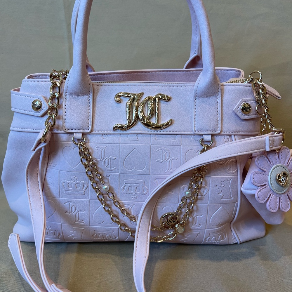 Juicy Couture Light Pink Quilted Satchel with Gold Hardware